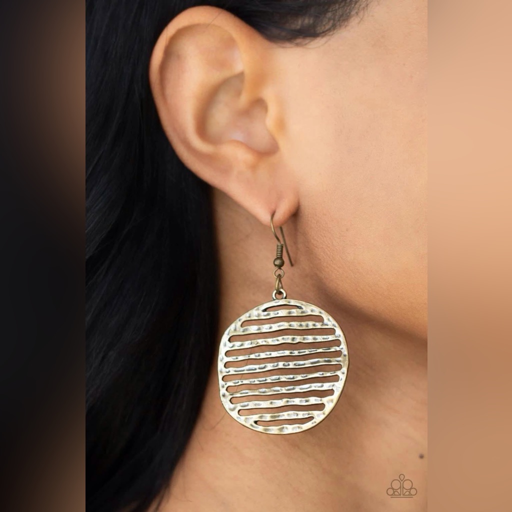 Paparazzi Brass-Tone Striped Earrings